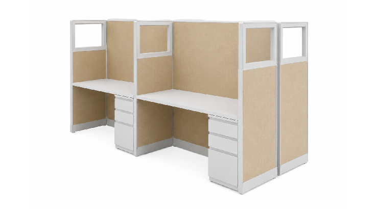 Modern Open Low Panel 5' x 5' Cubicle with Drawer Storage product view