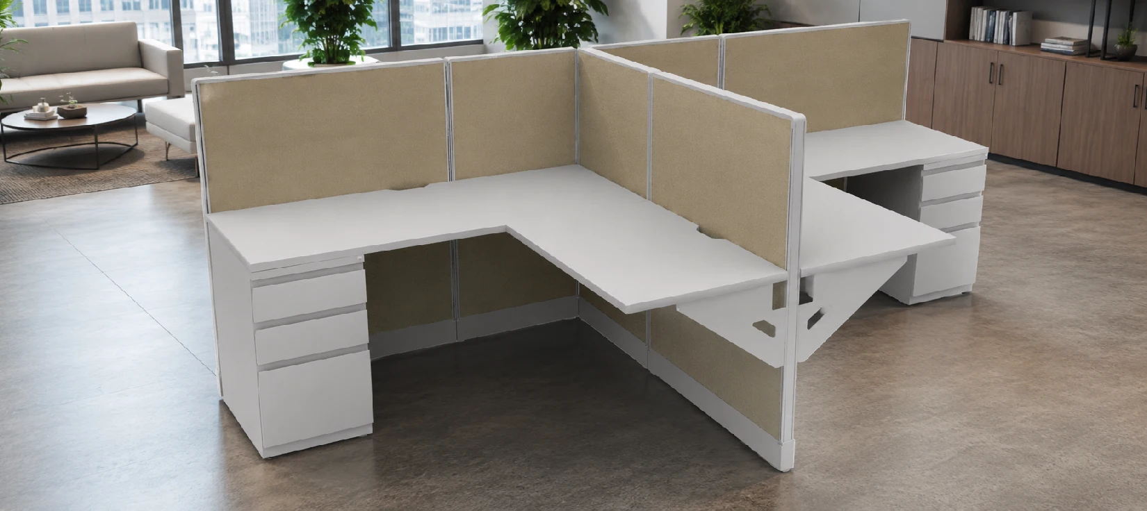 Open Low Panel 5' x 5' Cubicle with Drawer Storage