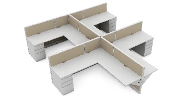 Open Low Panel 6′ x 6′ Cubicle with Drawer Storage-typ1