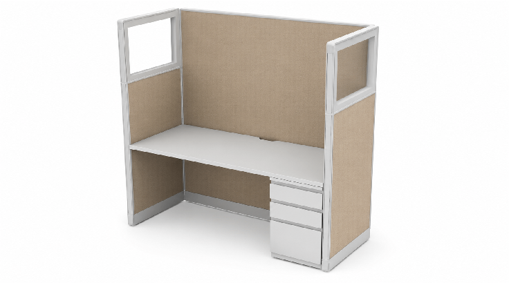 Modern Private 5' x 2' Cubicle with Drawer Storage product view