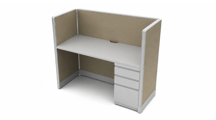 Private 5' x 2' Cubicle with Drawer Storage product view