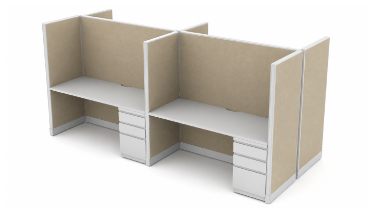 Private 5' x 2' Cubicle with Drawer Storage