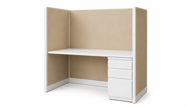 Private 5' x 2' Cubicle with Drawer Storage-typ