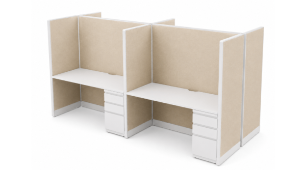 Private 5' x 2' Cubicle with Drawer Storage