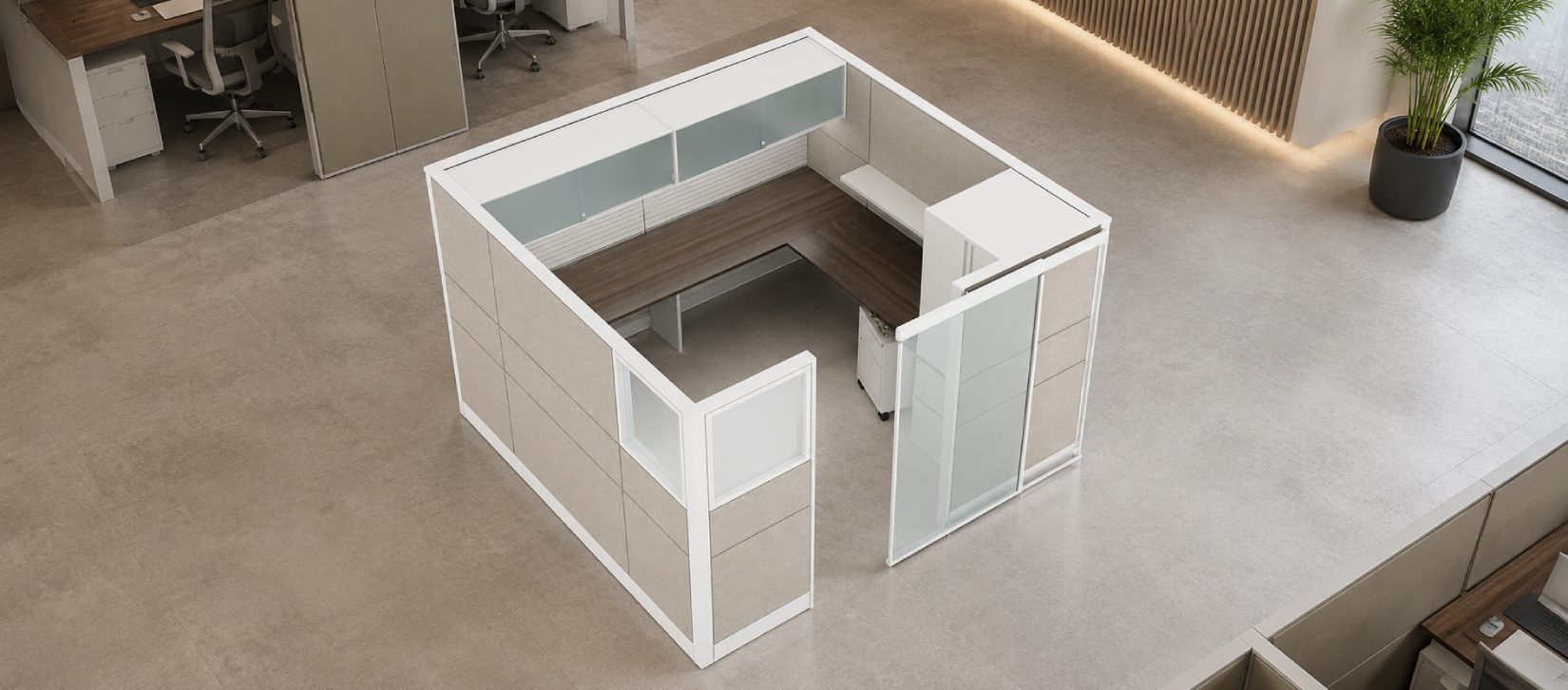 Private 5' x '5 Cubicle with Drawer Storage