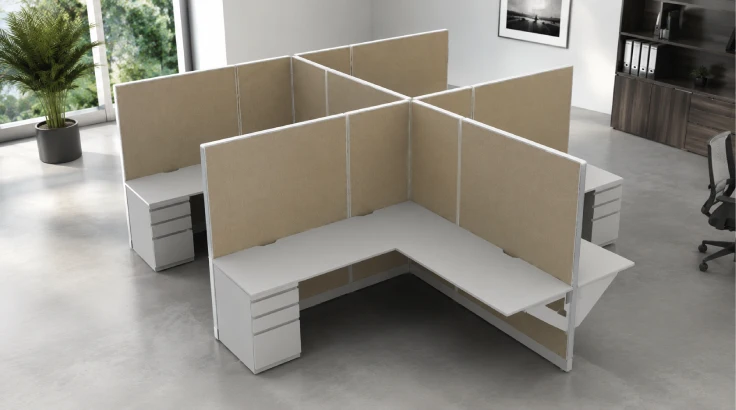 Modern Private 5' x '5 Cubicle with Drawer Storage room view