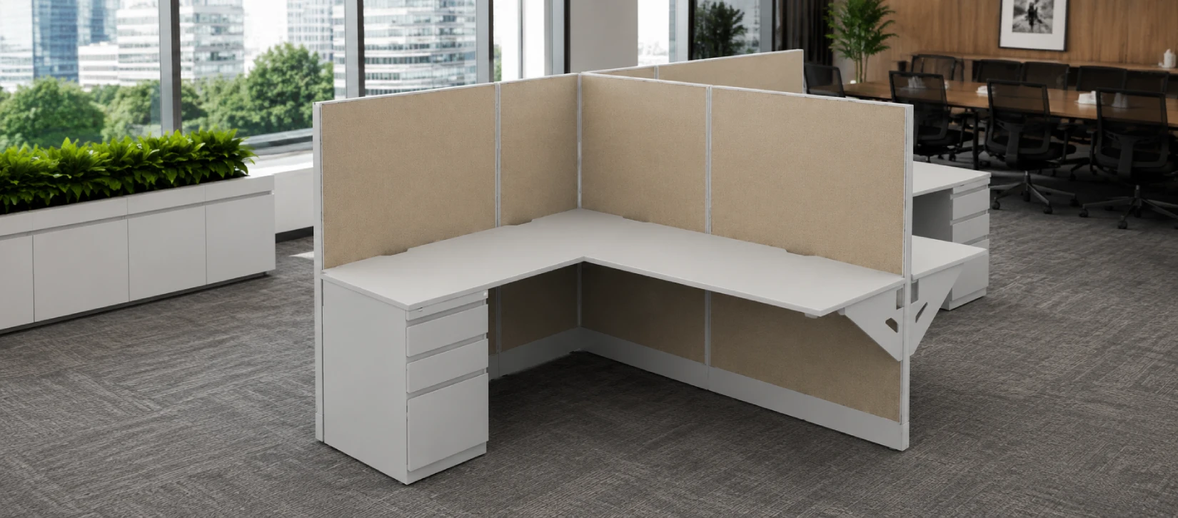Private 5' x '5 Cubicle with Drawer Storage