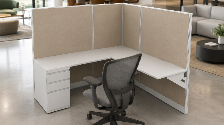 Private 5' x '5 Cubicle with Drawer Storage room view