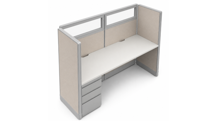 Private 6' x 2' Cubicle with Drawer Storage