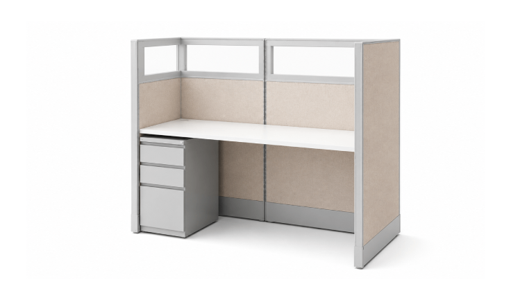 Private 6' x 2' Cubicle with Drawer Storage product view