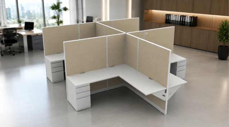 Modern Private 6' x 6' Cubicle with Drawer Storage room view