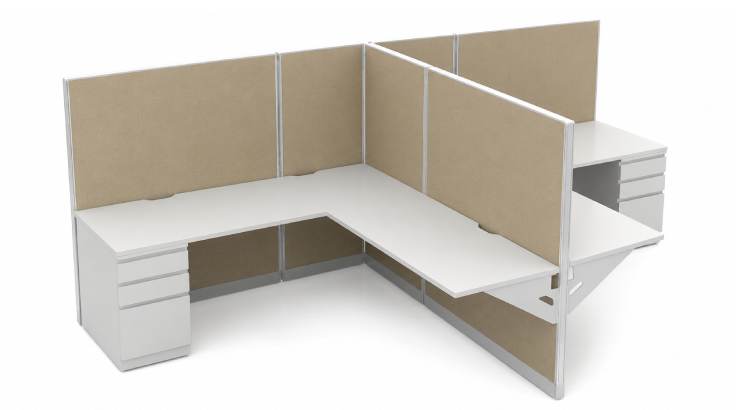 Private 6' x 6' Cubicle with Drawer Storage product view
