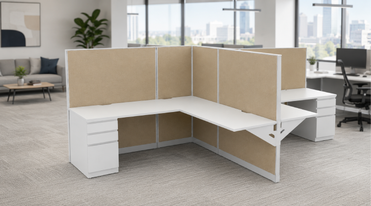 Private 6' x 6' Cubicle with Drawer Storage room view