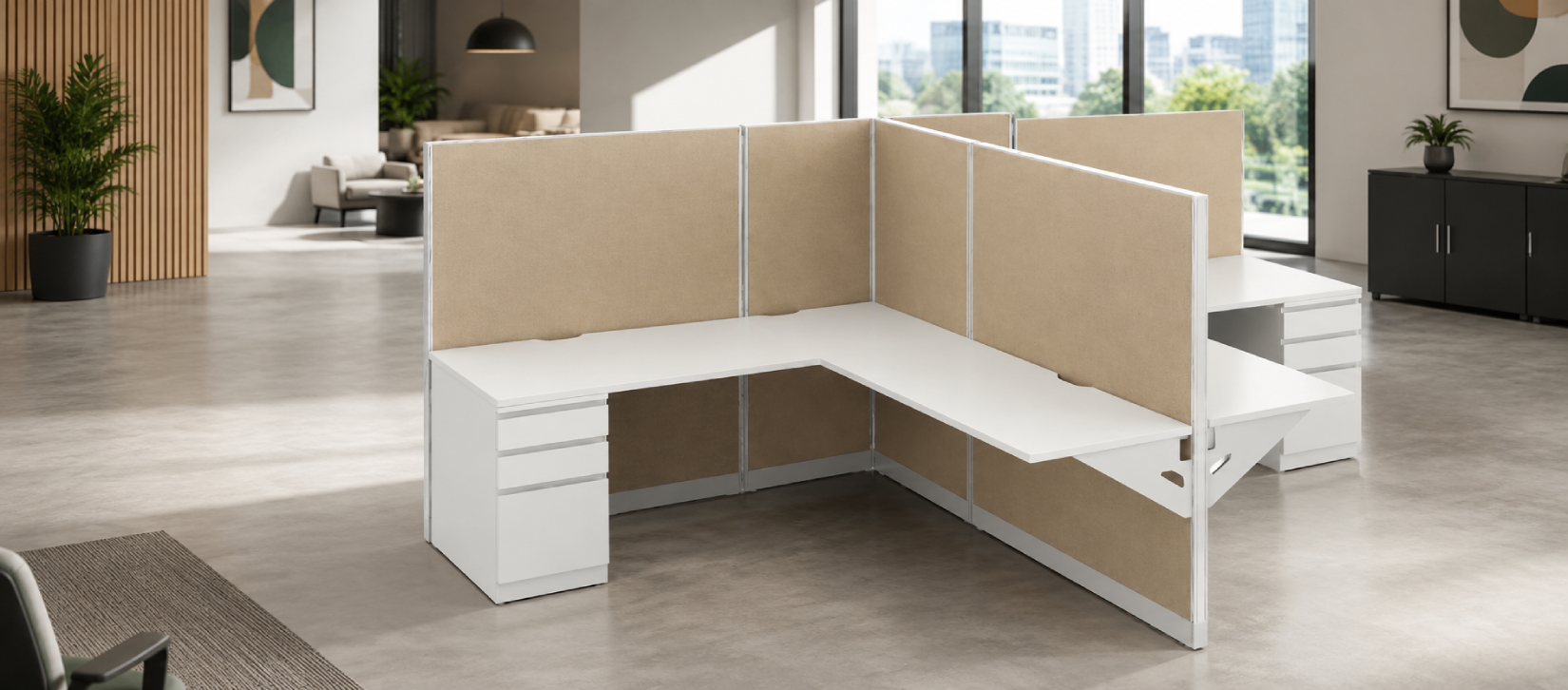Private 6' x 6' Cubicle with Drawer Storage