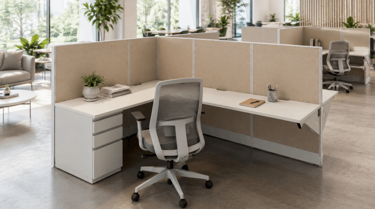 2 Person Private 6' x 8' Cubicle with Drawer Storage room view
