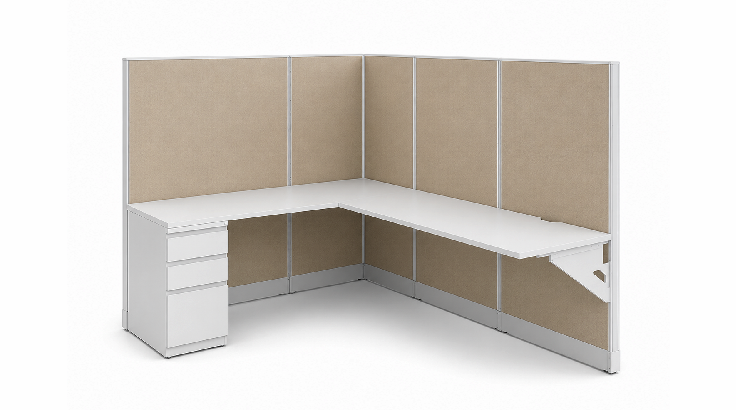 Private 6' x 8' Cubicle with Drawer Storage product view