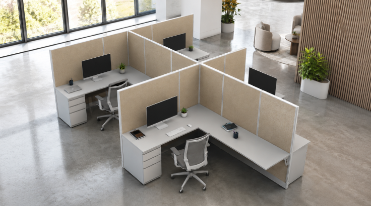 Private 6' x 8' Cubicle with Drawer Storage and Added Privacy room view