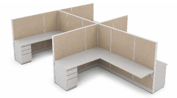 Private 6' x 8' Cubicle with Drawer Storage and Added Privacy product view