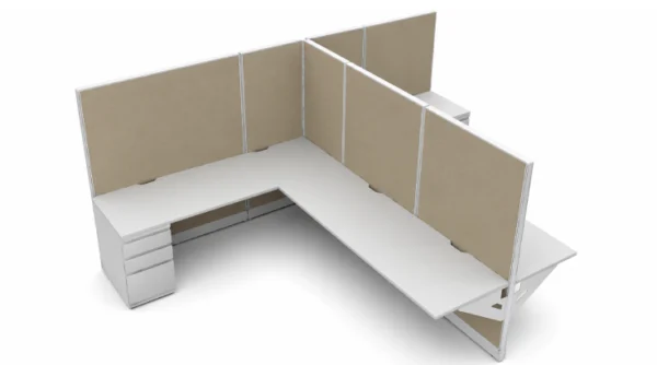 Private 6' x 8' Cubicle with Drawer Storage
