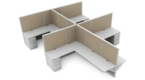 Private 6' x 8' Cubicle with Drawer Storage-typ1
