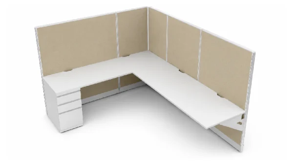 Private 6′ x 8′ Cubicle with Drawer Storage-typ1