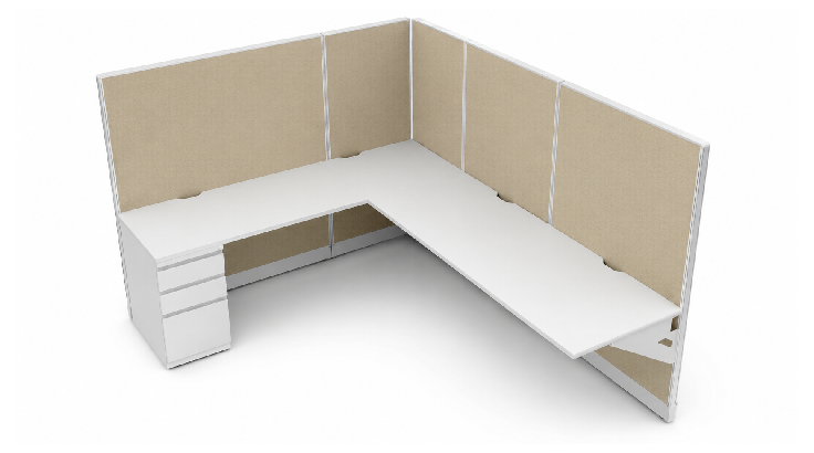 Private 6′ x 8′ Cubicle with Drawer Storage-typ1
