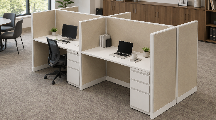 4 Person Semi Private 5' x 2 /Cubicle with Drawer Storage room view