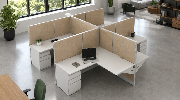Modern Semi Private 5' x 5' Cubicle with Drawer Storage room view