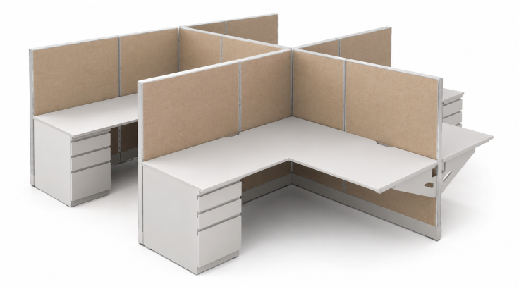 Modern Semi Private 5' x 5' Cubicle with Drawer Storage product view