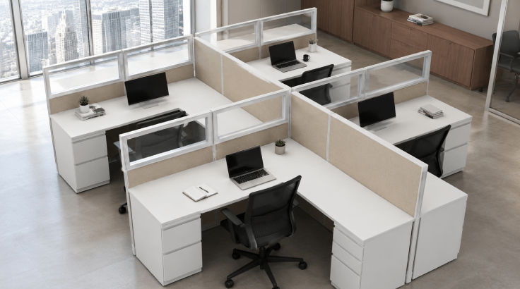 Semi Private 6 x 6 Cubicle with Drawer Storage & Partial Privacy room view