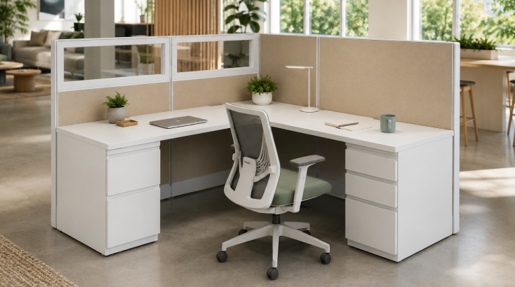 Semi Private 6 x 6 Cubicle with Drawer Storage room view