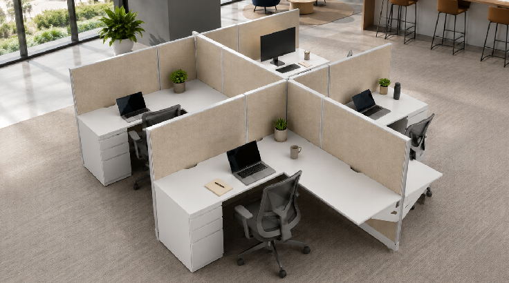 Modern Semi Private 6' x '6 Cubicle with Drawer Storage room view