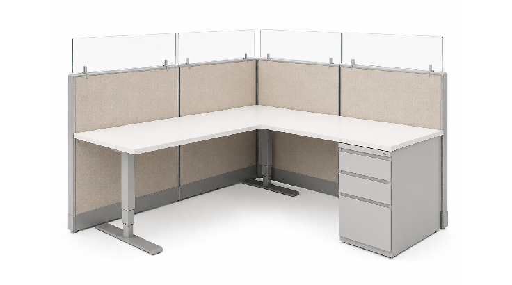 Semi Private 6' x '6 Cubicle with Drawer Storage and 4 Glass Inserts product view