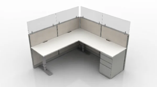 Semi Private 6' x '6 Cubicle with Drawer Storage and 4 Glass Inserts-typ1