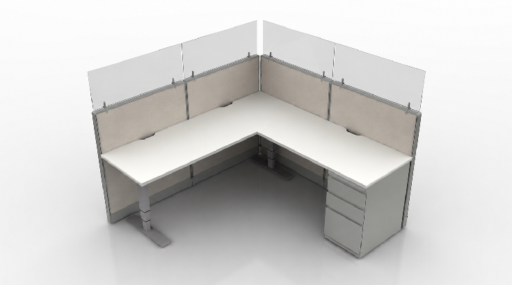 Semi Private 6' x '6 Cubicle with Drawer Storage and 4 Glass Inserts-typ1