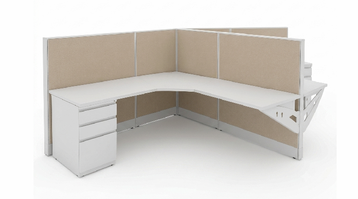 Side by Side Two Pod Semi Private 6' x '6 Cubicle with Drawer Storage-typ2