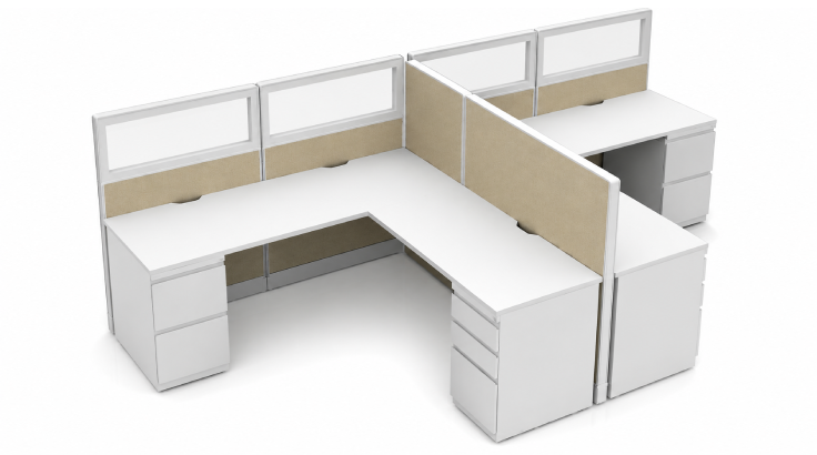 Semi Private 6 x 6 Cubicle with Drawer Storage with Modern Glass Panels product view