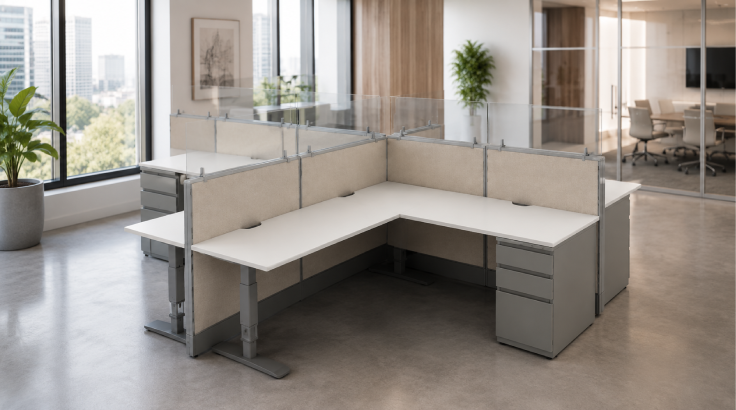 Semi Private 6' x '6 Cubicle with Drawer Storage with 53" High Powered Panels room view