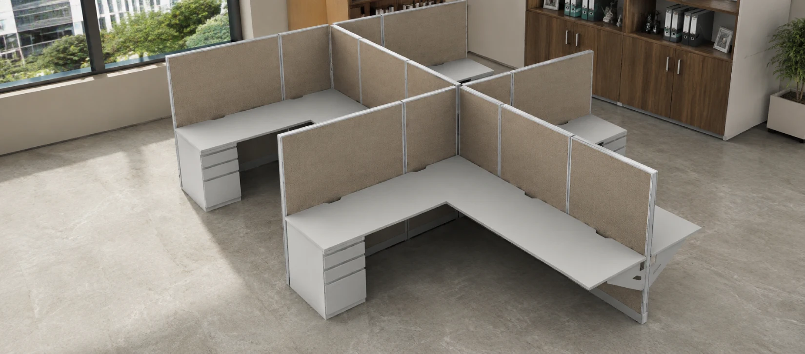 Semi Private 6' x 8' Cubicle with Drawer Storage