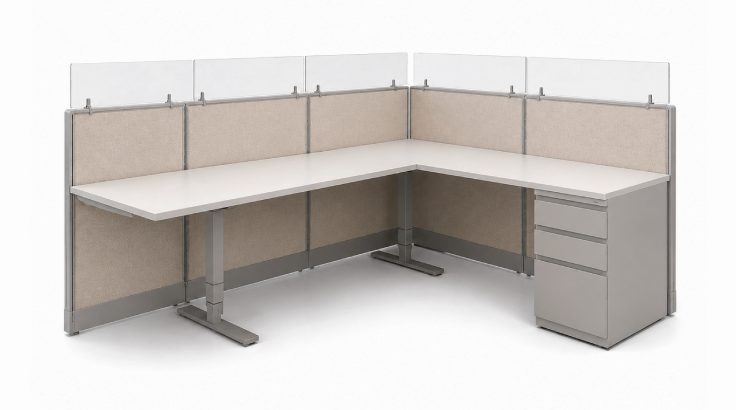 Semi Private '6 x 8' Cubicle with Drawer Storage and with 5 Glass Inserts product view