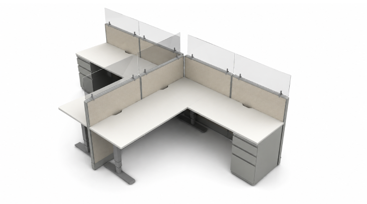 Modern Semi Private '6 x 8' Cubicle with Drawer Storage product view
