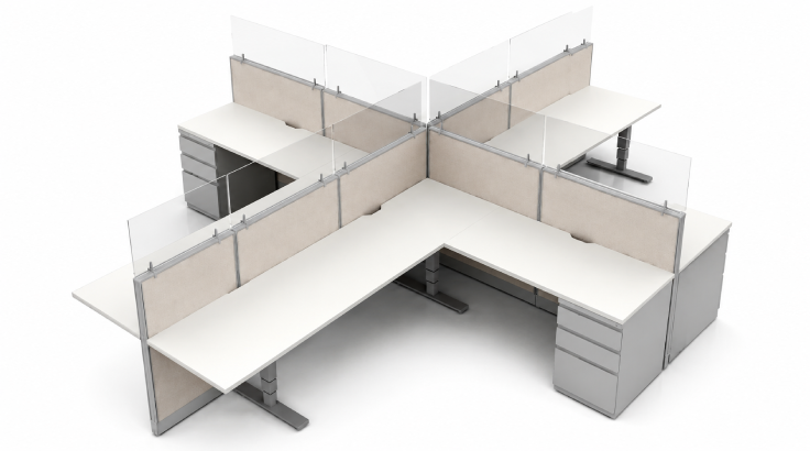 Semi Private '6 x 8' Cubicle with Drawer Storage and frameless glass panels product view