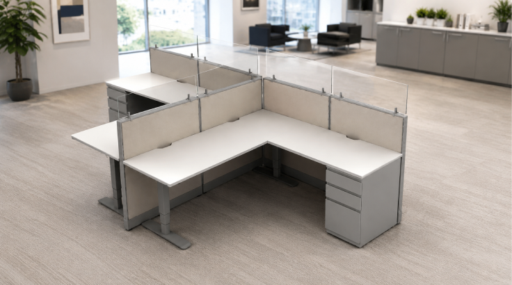 Modern Semi Private '6 x 8' Cubicle with Drawer Storage room view