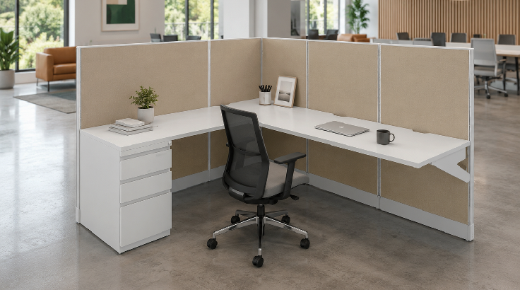 Semi Private 6' x 8' Cubicle with Drawer Storage room view