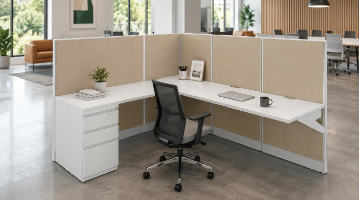 Semi Private 6' x 8' Cubicle with Drawer Storage room view
