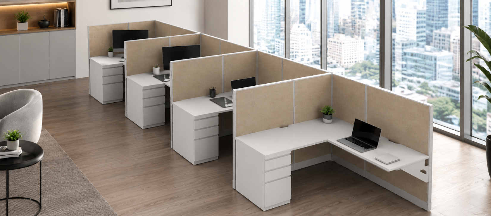 Semi Private In-Line Row 5' x 5' Cubicle with Drawer Storage