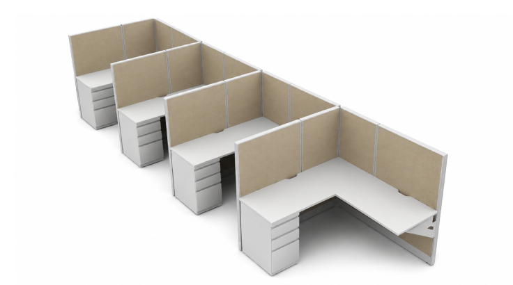 Semi Private In-Line Row 5' x 5' Cubicle with Drawer Storage-product