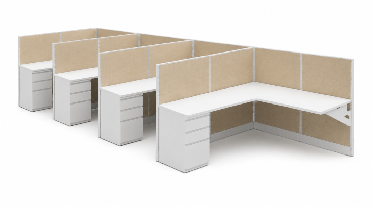 Semi Private In-Line Row 6 x 6 Cubicle with Drawer Storage-typ