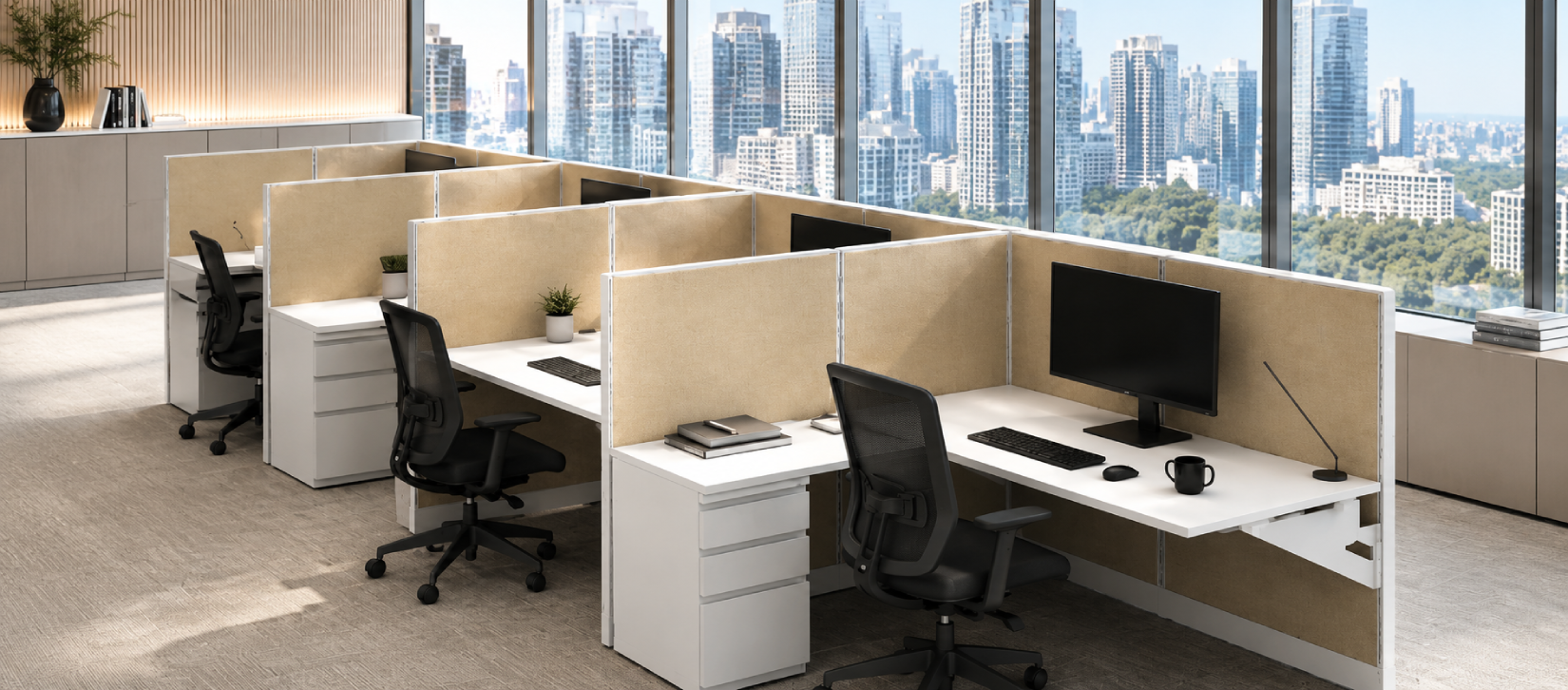 Semi Private In-Line Row 6 x 6 Cubicle with Drawer Storage-banner