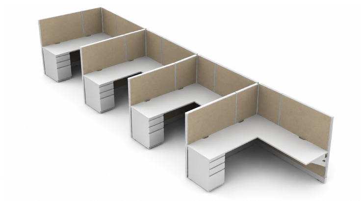 Semi Private In-Line Row 6 x 6 Cubicle with Drawer Storage product view